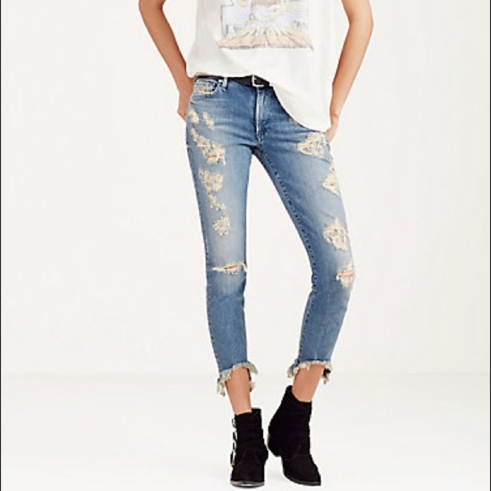 NWT True Religion ‘Halle’ skinny crop jeans sz 26